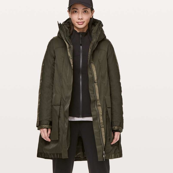 Lululemon Out In The Elements Parka, Dark Olive / Dark Olive - Picture 1 of 16